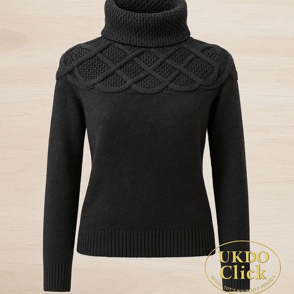 INC Petite Luxury Silk Angora Blend Turtleneck Sweater Gray Cable Knit - Picture 12 of 13